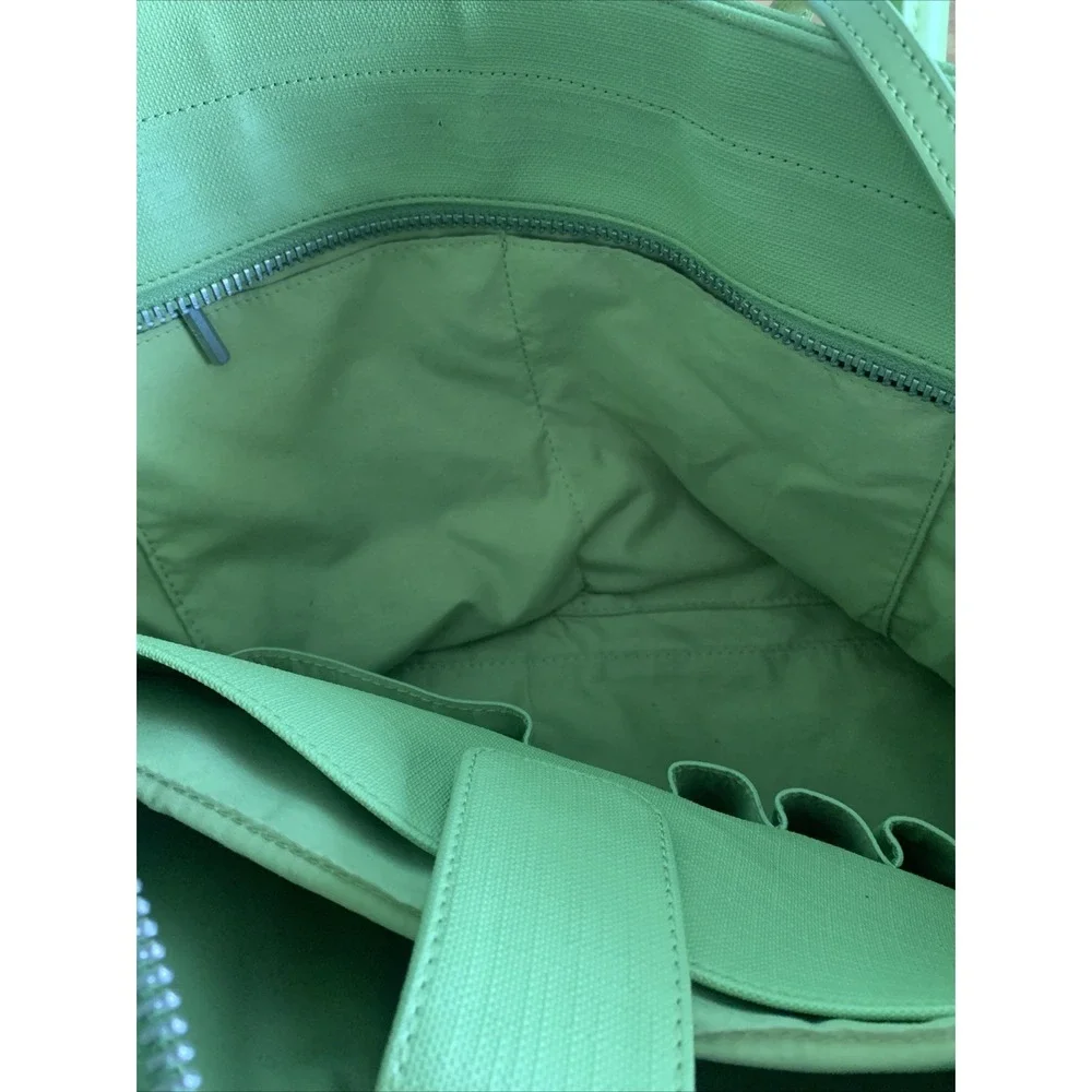 DAGNE DOVER Signature Legend Green Coated Canvas Large Laptop Tote Bag